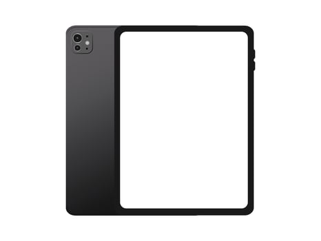 tablet and black back cover with a blank screen on a white background vector