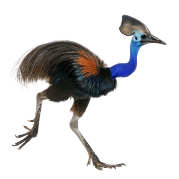 Cassowary bird fly full body isolate on white background png