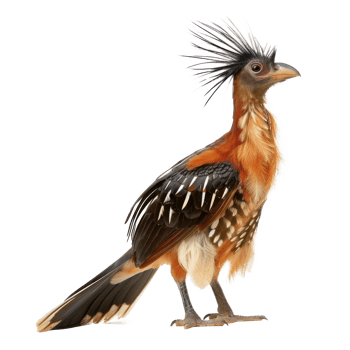 Hoatzin bird front view full body isolate on transparent background png