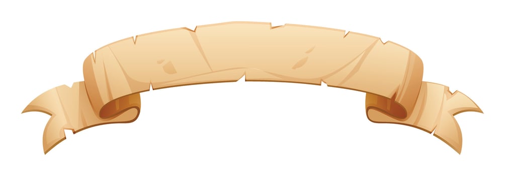Parchment scroll banner, blank vintage paper in ribbon style, empty space for text vector