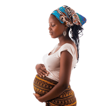 an african woman in a traditional dress is holding her belly png