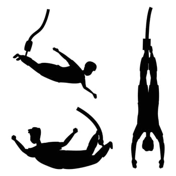 Bungee Jumping Silhouette Against a white background vector