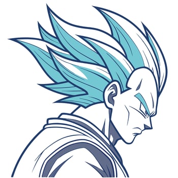 A Anime Warrior Spiky Blue Hair vector