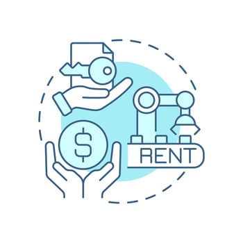 Renting equipment or facility light blue concept icon. Industrial resource management. Operational efficiency. Round shape line illustration. Abstract idea. Graphic design. Easy to use in article vector