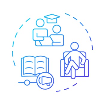 Providing special education blue gradient concept icon. Opportunities for students with needs. Iep process. Round shape line illustration. Abstract idea. Graphic design. Easy to use in article vector