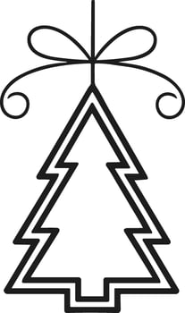 Minimalist Christmas Tree Ornament with Bow - Holiday Line Art Illustration vector