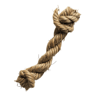 Old and Frayed Natural Fiber Rope with Thick Braided Design and Worn Ends png