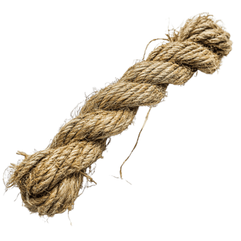 Worn Braided Rope with Frayed Ends and Natural Fiber Composition Isolated on Transparent Background png