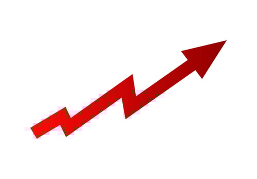 Red zigzag arrow pointing upward vector