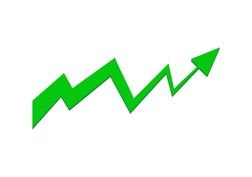 Green growth chart with upward arrow trend vector