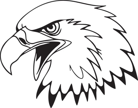 An eagle head with a black and white outline vector