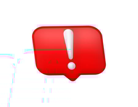 Bold red alert icon with exclamation mark for warnings vector