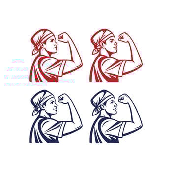 We can do it woman icon set vector