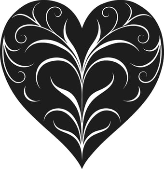 Ornate Decorative Heart Silhouette Illustration for Valentine's Day vector