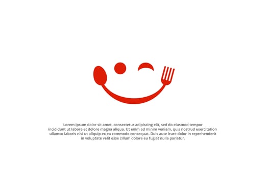 smile face abstract spoon and fork restaurant food court logo vector