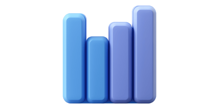 Blue and purple bar graph chart isolated on transparent background png