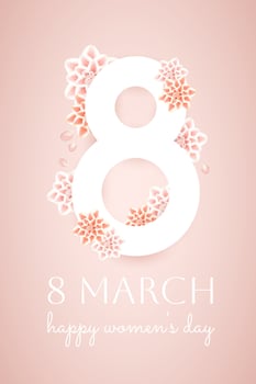March 8, postcard, 3d flowers, international womens day. vector
