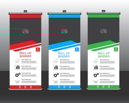 Roll up banner template, Roll up banner set vector