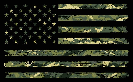 Military Camouflage. American Flag With Desert Camouflage vector