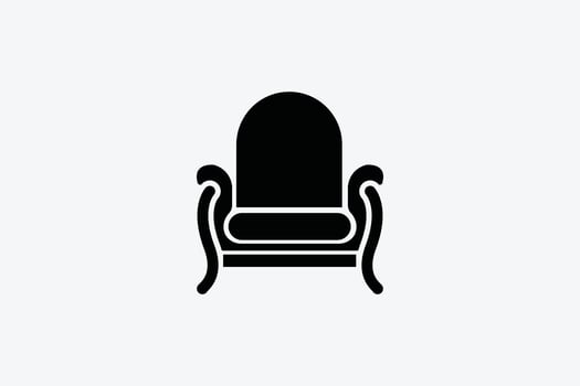A black and white icon of a chair vector