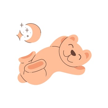 Cute sleeping bear. Flat color illustration. vector