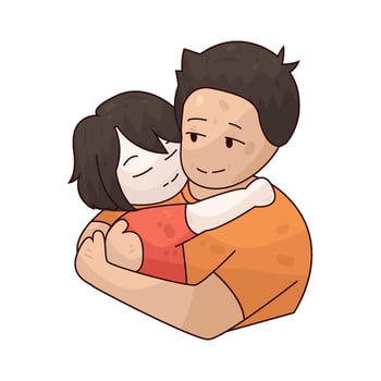 Illustration of Father and child hugging vector