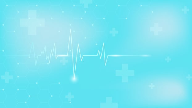 Heart pulse or hearbeat with medical cross. Cardiogram for medical background vector