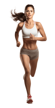 Female Athlete Jogging or Running Front View Isolated on Transparent Background png