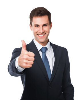 Businessman Thumbs Up Isolated on Transparent Background png