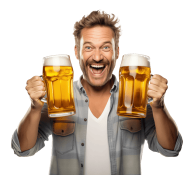 Happy Man Holding Beer Mug Oktoberfest Isolated on Transparent Background png