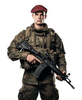 Soldier Holding Rifle Gun Isolated on Transparent Background png