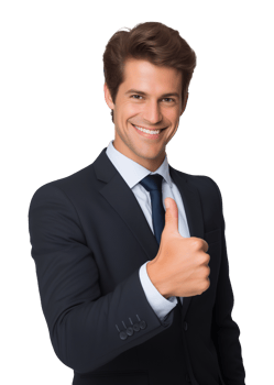 Happy Businessman Thumbs Up Isolated on Transparent Background png