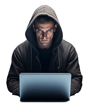 Hacker Using Laptop Isolated on Transparent Background png