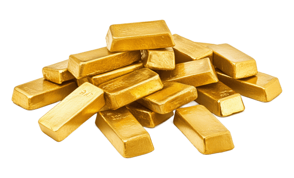 Raw Gold Bar Pile Isolated on Transparent Background png