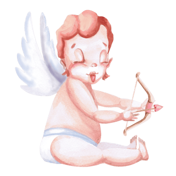 Seated cupid with bow and arrow in watercolor. Isolated illustration for Valentine's Day, Christmas design, cards, invitations, posters, fabric printing. png