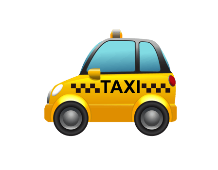 Side of yellowcab city taxi car icon with gradient blue window png