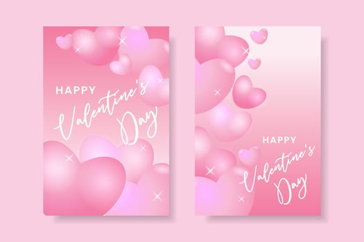 Delicate airy hearts, Valentine's Day cards. vector