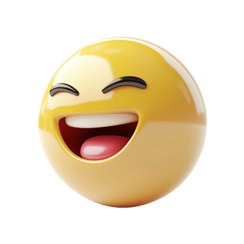 3D Laughing Emoji with Open Mouth and Closed Eyes, Expressive Face Isolated on Transparent Background png