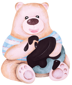 Brown teddy bear.Cartoon bear eating chocolate.Hand draw with watercolor.Cute animal.Suitable for children.Chocolate day. png