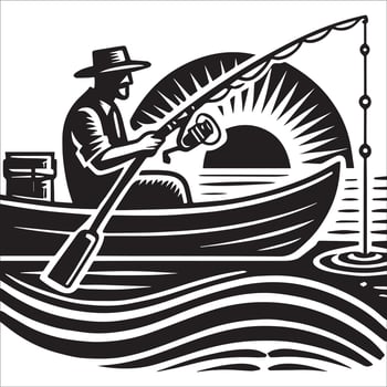 Fishing Boat Silhouette Design Art vector