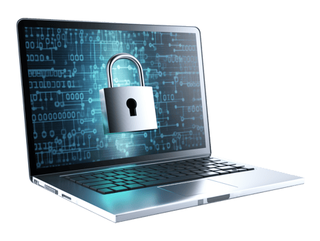 Laptop With Padlock Depicting Cyber Security Data Protection Isolated on Transparent Background png