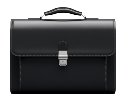Black Leather Briefcase Isolated on Transparent Background png