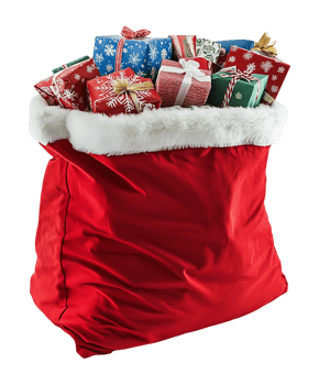 Santa Bag Sack Sachel Full of Gift Isolated on Transparent Background png