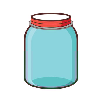 Empty Mason Jar with Red Lid Bright Glass Jar for Kitchen, Storage, and Design Uses vector