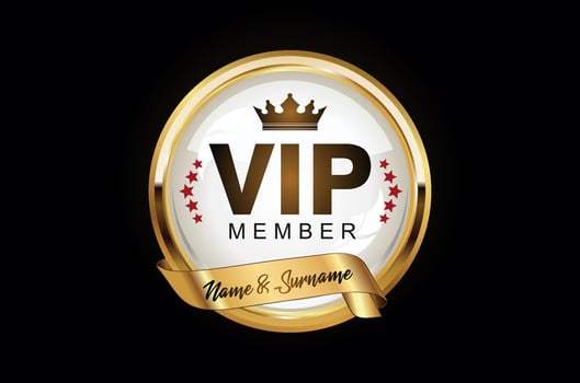 VIP membership golden label or badge stock illustration isolated on black background vector