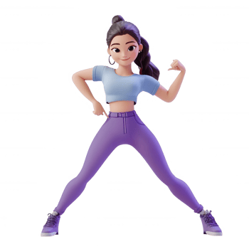 Energetic young woman in sportswear celebrating fitness with a proud pose. png
