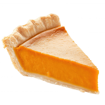 Delicious slice of pumpkin pie with a golden crust and creamy filling. png