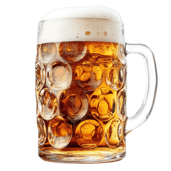 Frothy beer in a classic glass mug, perfect for cheers and celebrations. png