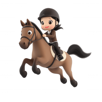 A cheerful rider enjoying a spirited horse ride outdoors. png