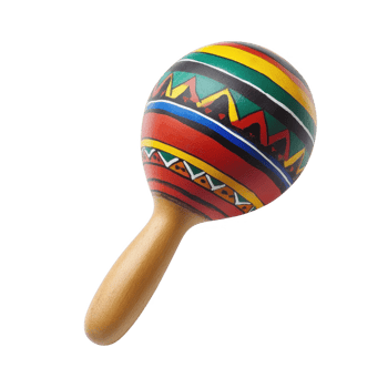 Colorful traditional maraca with intricate patterns for festive music. png